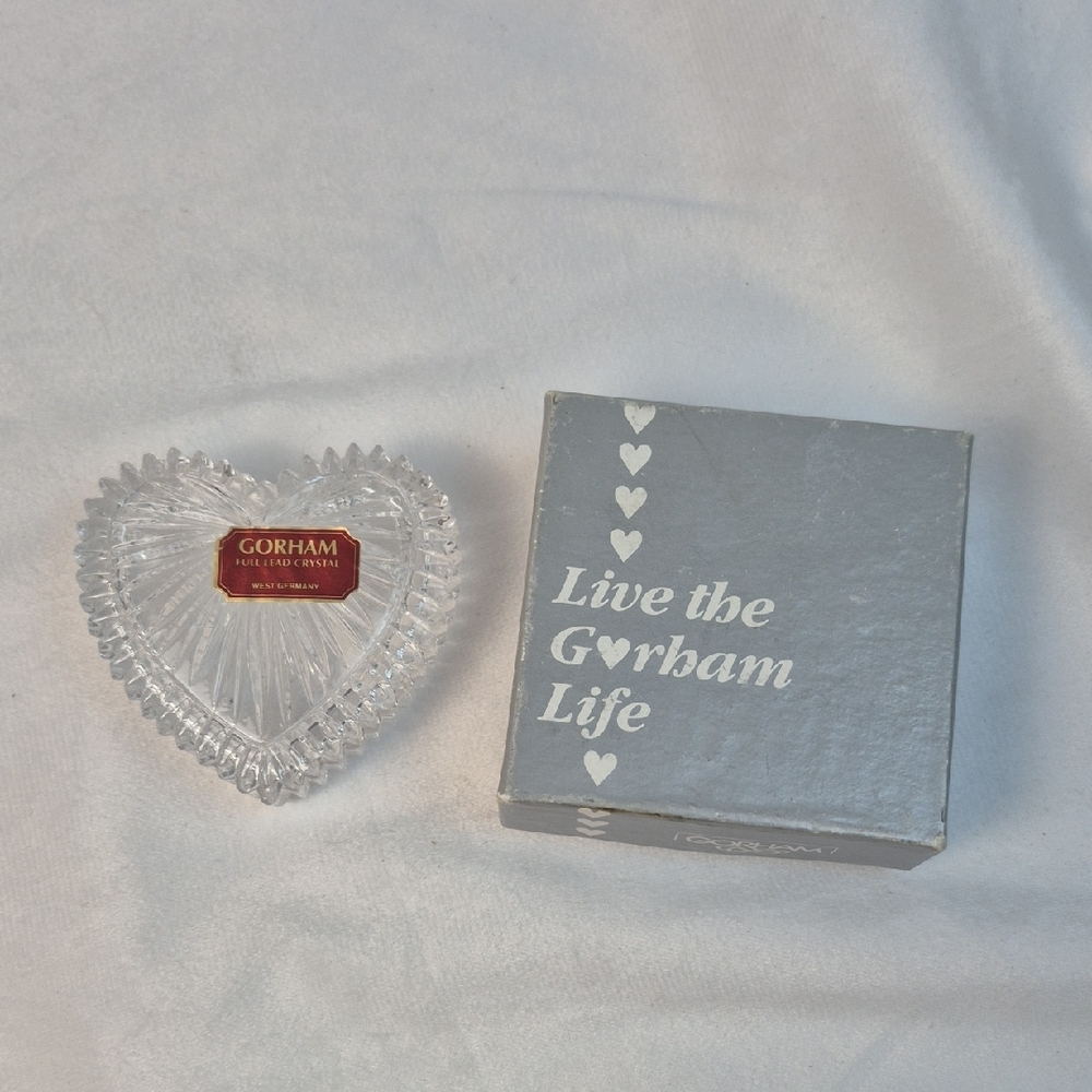 Gorham Crystal Small Heart Trinket Dish / Container